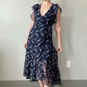 Anthropologie Drew Floral Wrap Midi Dress